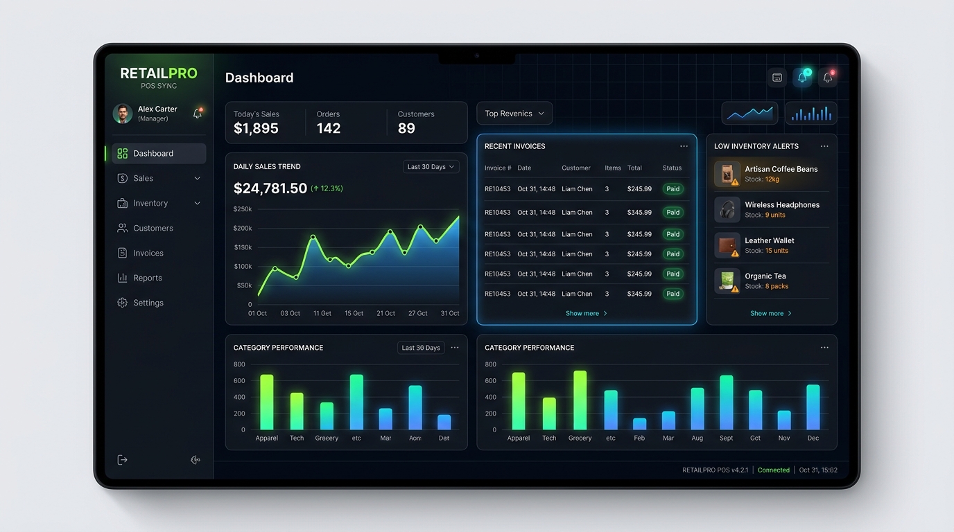 Zippl POS Dashboard Interface Mockup